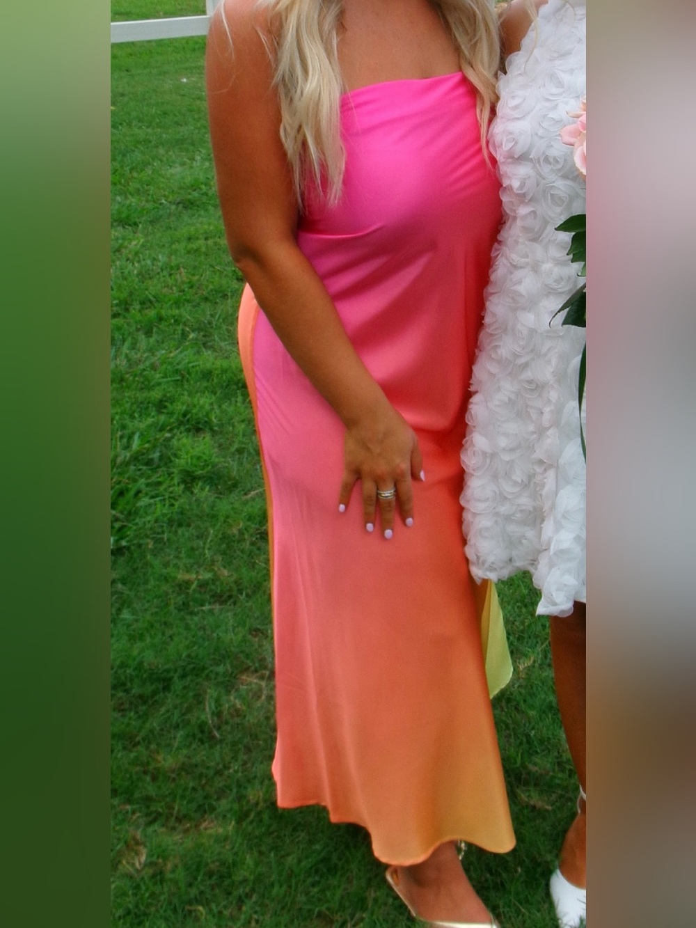 12th Tribe Ombre Pink to Yellow/Orange Maxi Dress